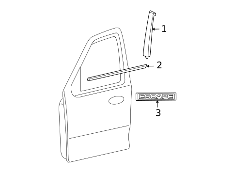 Exterior Trim - Front Door for 2010 Ford Escape #0