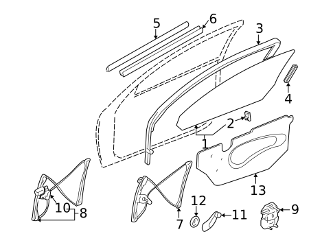 Glass - Front Door for 2003 Oldsmobile Alero #0