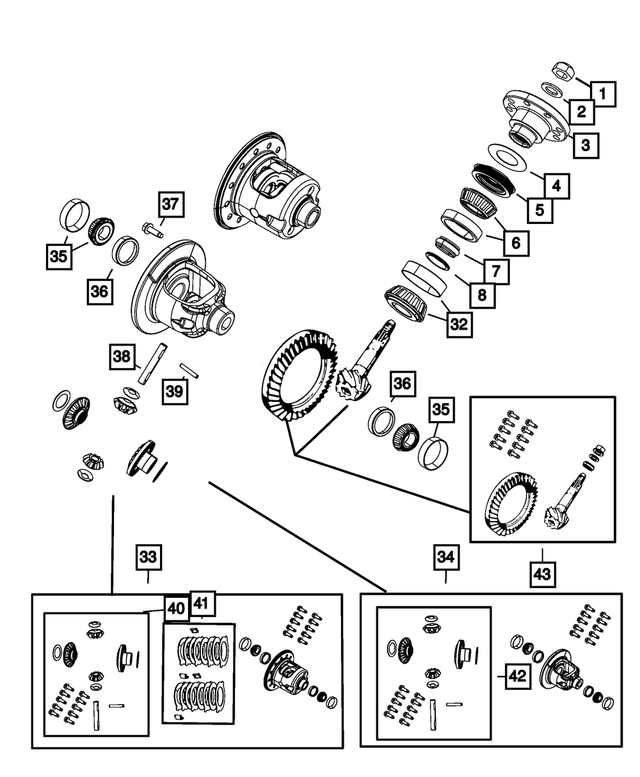68019471AA - Rear Axle; Dana 226 MM; Differential and Drive Line: Differential Pinion Shaft for Mopar Image
