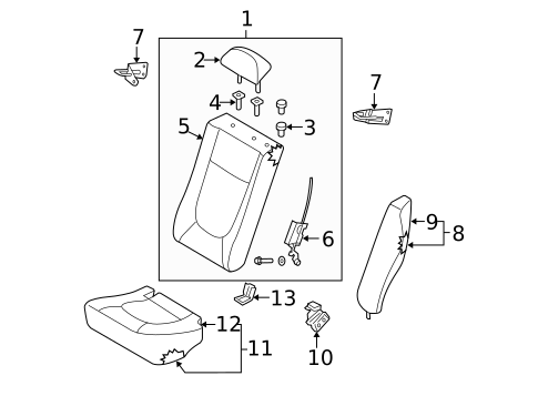 Rear Seat Components for 2009 Kia Spectra5 #1