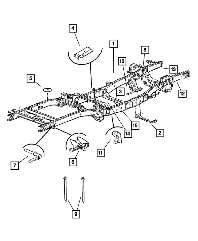 55366292AR - Frame, Bumper and Fascia: Chassis Frame Assembly for Mopar Image