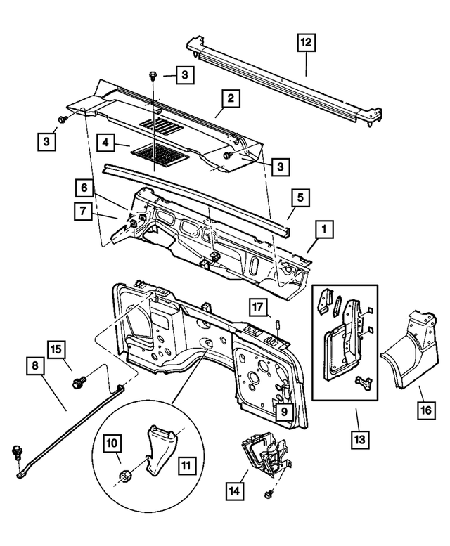 55174624AM - Body Sheet Metal Except Doors: Cowl Panel for Mopar Image