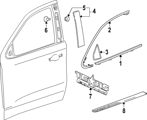 Exterior Trim - Front Door for 2023 Chevrolet Silverado 1500 #0