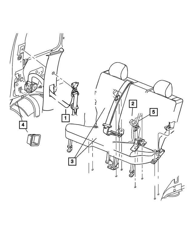 5KJ71XDVAH - Restraints: Rear Outer Seat Belt, Left for Mopar Image