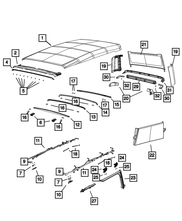 6XZ10FX9AA - Body Sheet Metal Except Doors: Soft Top Cover for Mopar Image