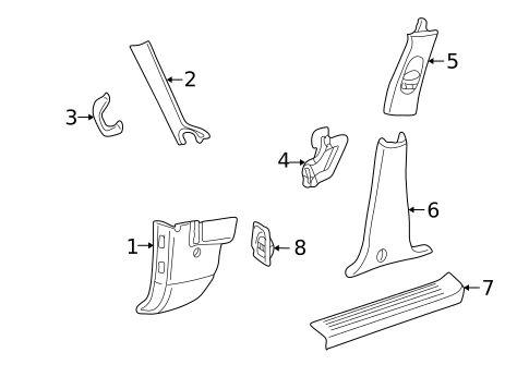 Interior Trim - Pillars for 2003 Lincoln Aviator #0