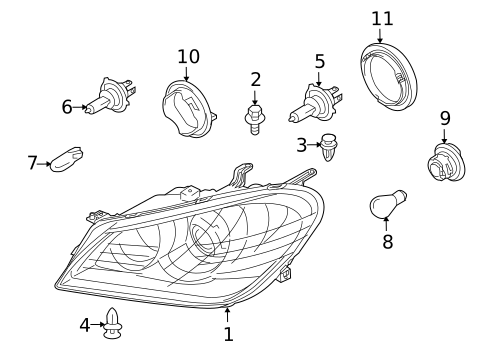 Headlamp Components for 2011 Suzuki Kizashi #0