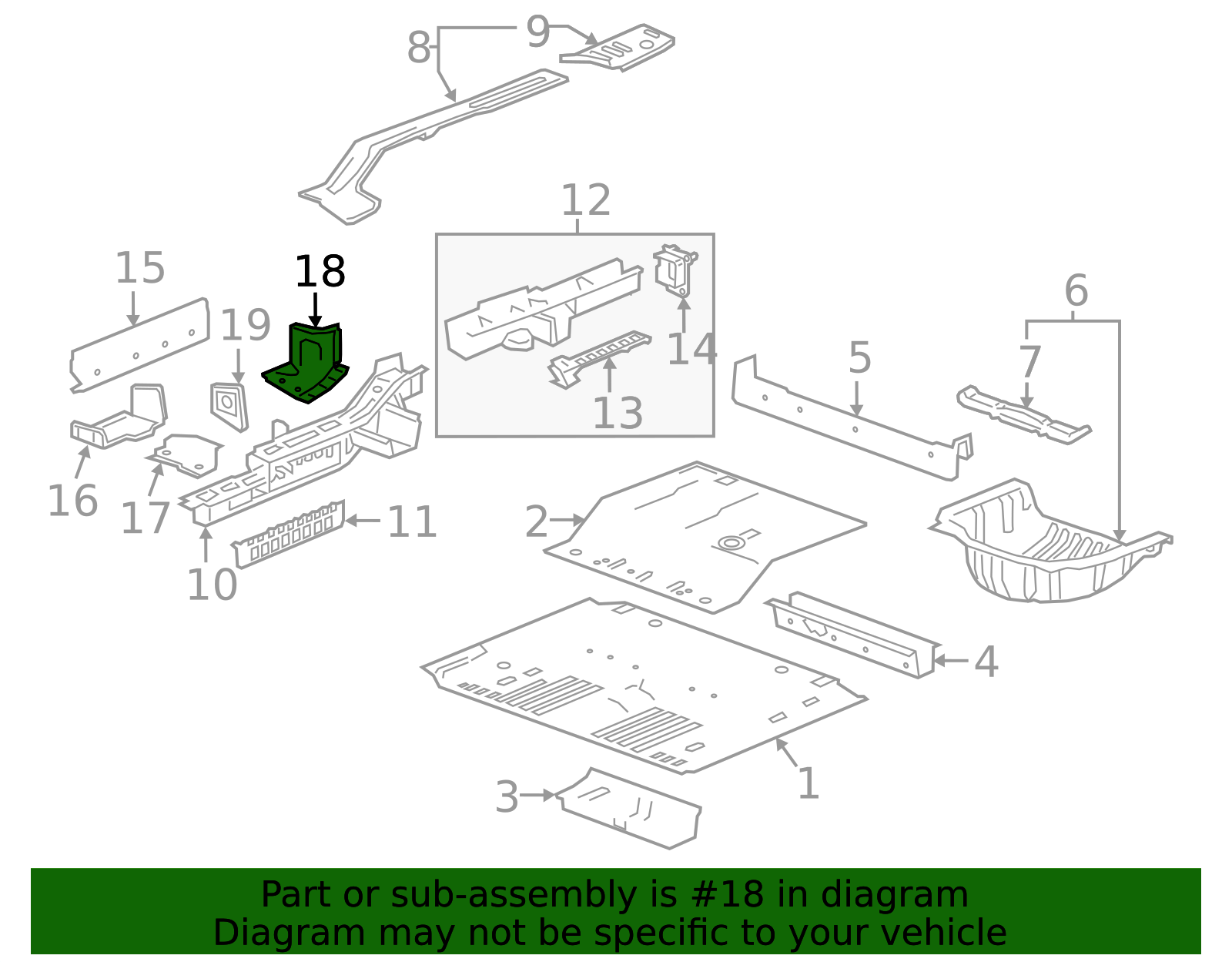 Driver Side Underbody Rear Side Rail Reinforcement 84296408 ...