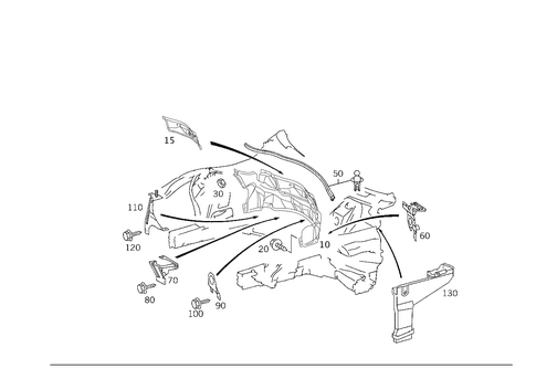Engine Compartment Partition Panel, Wheelhouse Attachment Parts for 2006 Mercedes-Benz S 55 AMG&reg; #0