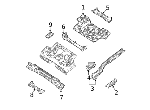 Rear Floor & Rails for 2007 Saab 9-3 #0