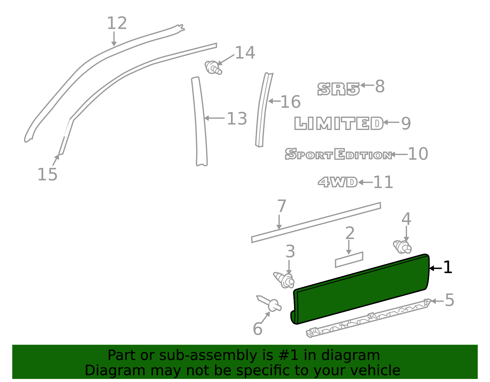 Cladding Automotive Parts 75732-35110-C0 - Lower Cladding 2003-2005 Toyota 4Runner | Toyota Parts ...