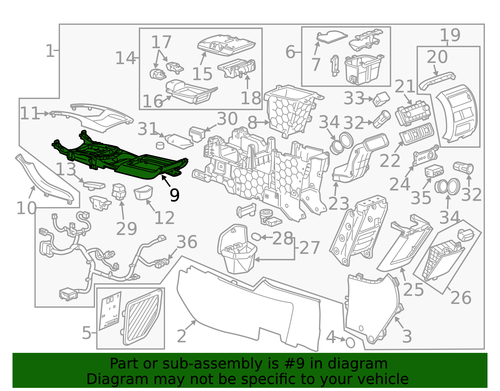 2010-2012 Cadillac SRX Shale Front Floor Console Trim Plate 20945236 ...