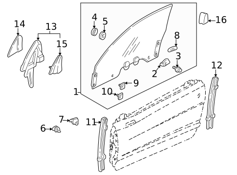 Glass - Door for 1993 Acura NSX #0