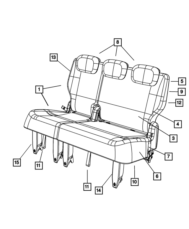 1CF591VSAA - Interior Trim: Rear Seat Complete, Left for Chrysler: Town &amp; Country | Dodge: Grand Caravan Image