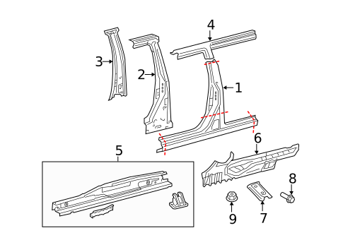 Center Pillar & Rocker for 2018 Toyota Sienna #0