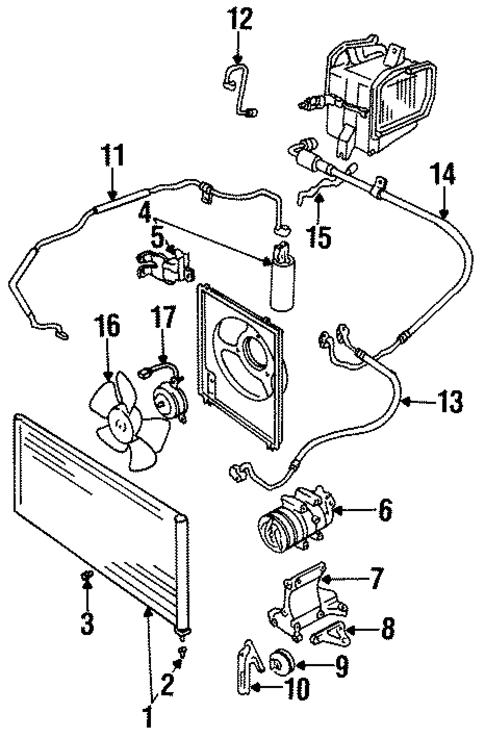 Condenser, Compressor & Lines for 1994 Subaru Legacy #0