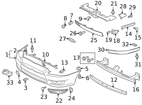 Bumper & Components - Front for 2009 Mitsubishi Lancer #1