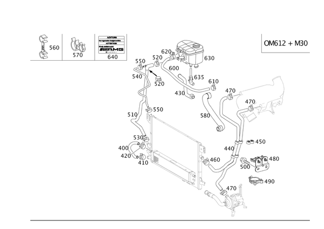 2035015382 - Radiator: Hose for Mercedes-Benz: C230, C280, C350 Image image