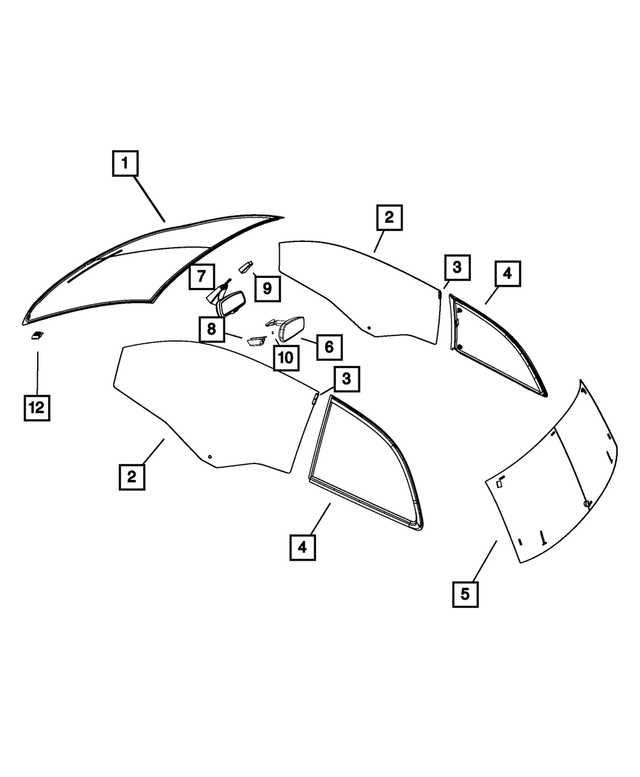 68197888AB - : Shipping Assembly - 30 Lite Glass Windshield for Mopar Image