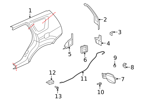 Quarter Panel & Components for 2010 Mitsubishi Outlander #0