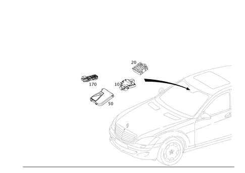 Sensors, Camera and Switch Behind Windshield for 2009 Mercedes-Benz S 550 #0