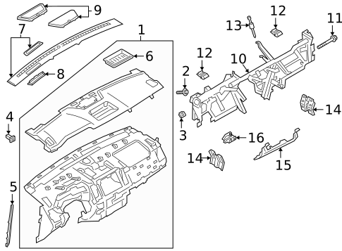 Instrument Panel Components for 2022 Ford Ranger #1