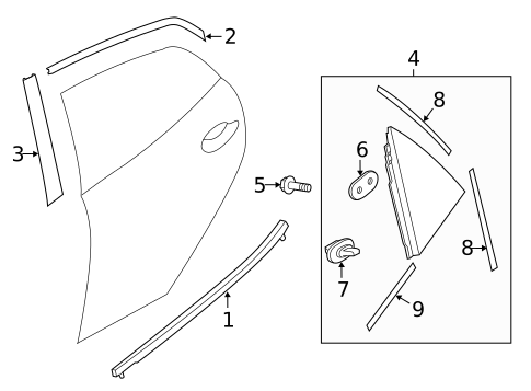 Exterior Trim - Rear Door for 2011 Mazda 2 #0