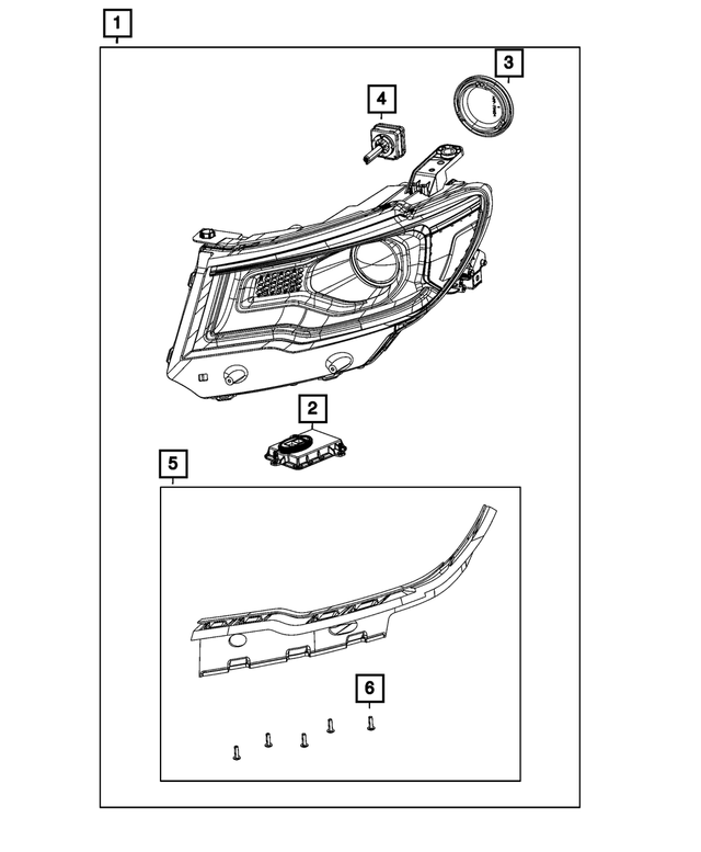 55112714AG - Electrical: Headlamp, Right for Mopar Image