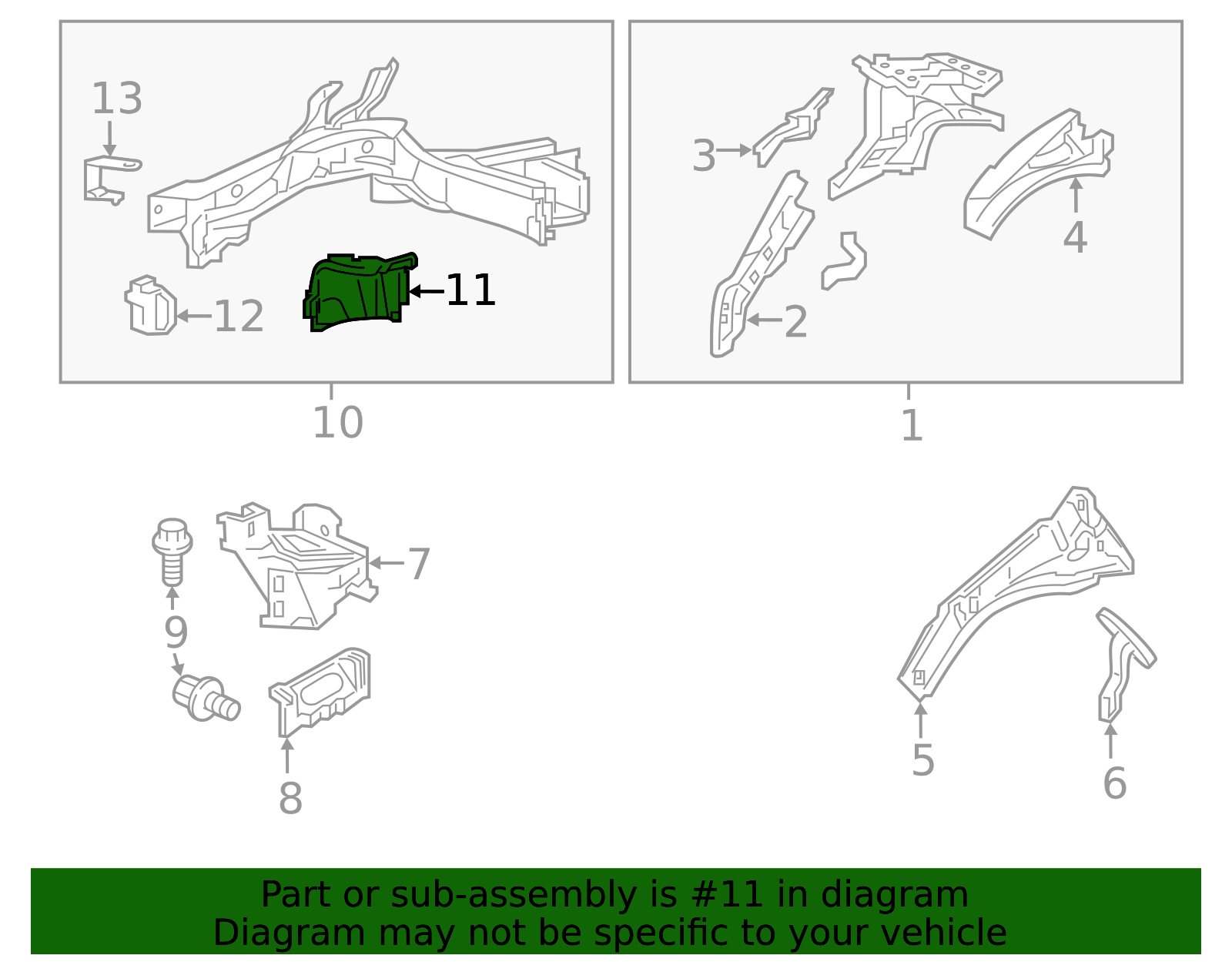 04608-TK8-A00ZZ - Member Set R Front Extension (Lower) - 2011-2017