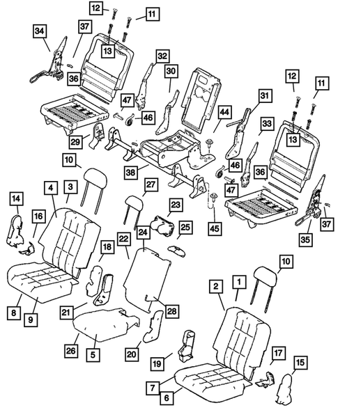 Rear Seats - Second Row for 2009 Chrysler Aspen #0