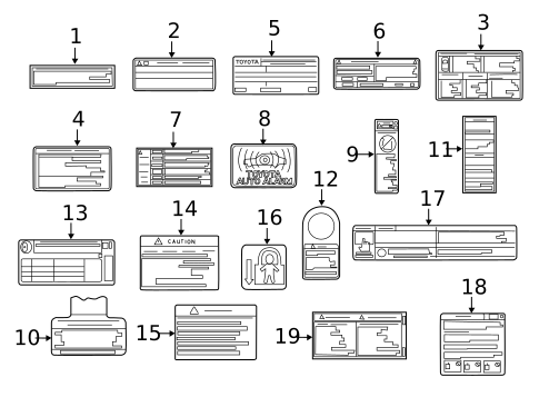 Labels for 2019 Toyota Highlander #0