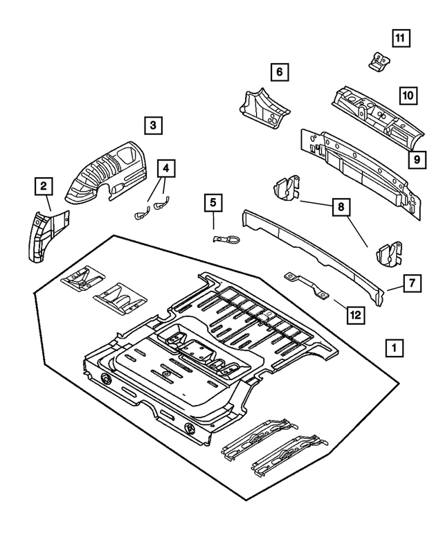 5016289AD - Body Sheet Metal Except Doors: Rear Floor Pan for Mopar Image