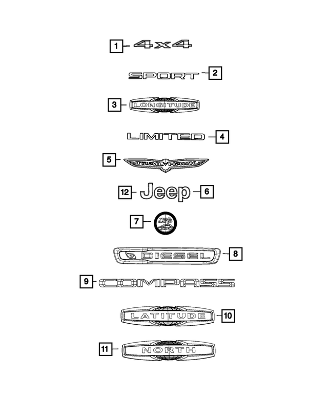 68373070AA - Exterior Ornamentation: Liftgate Nameplate for Mopar Image image