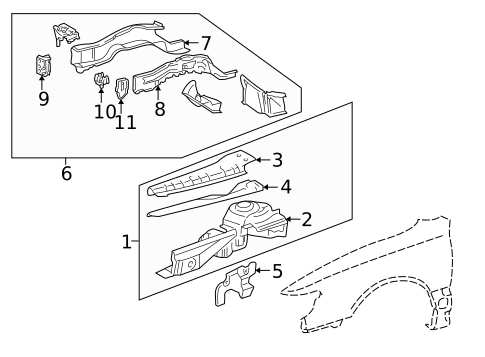 Structural Components & Rails for 1999 Lexus ES300 #0