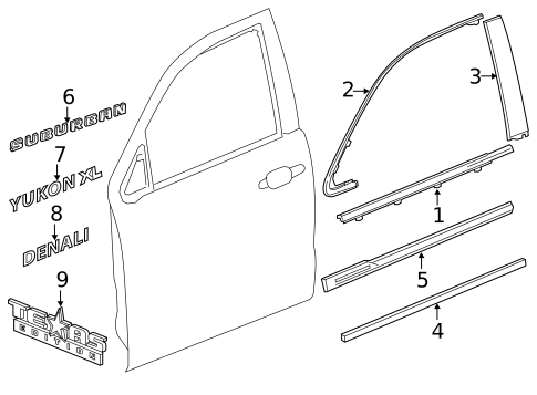 Exterior Trim - Front Door for 2019 GMC Yukon XL #0