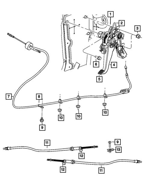 Parking Brake Level, Cables, and Rear Disc Park Brake Assembly for 2021 Chrysler 300 #0