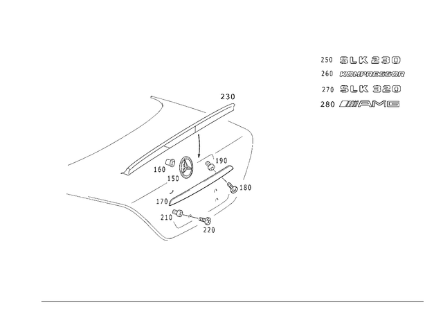 1707500593 - Trunk Lid: Handle for Mercedes-Benz: SLK230, SLK320 Image image