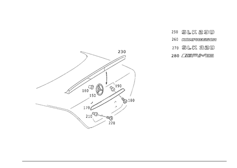 Rear Lid Latch-Type Lock, Rear Lid Attachment Parts for 1999 Mercedes-Benz SLK230 #1