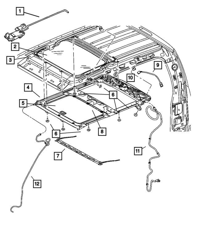 UX06BD1AA - Body Sheet Metal Except Doors: Sunroof Sunshade for Mopar Image
