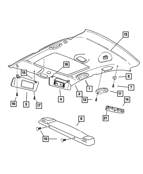 Headliner, Visors, and Rear Shelf Panel for 2005 Chrysler Sebring #0
