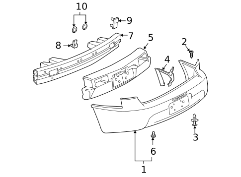 Bumper & Components - Rear for 2004 Chevrolet Cavalier #0