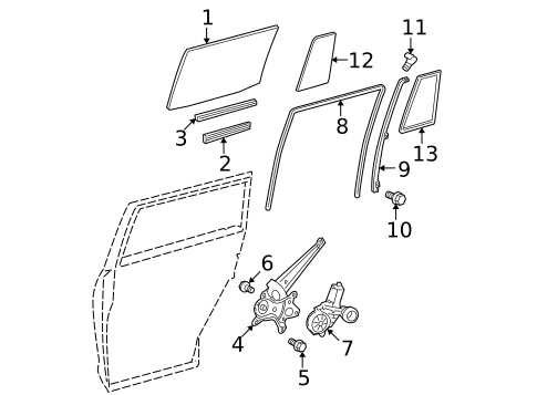 Glass - Rear Door for 2009 Toyota Highlander #0