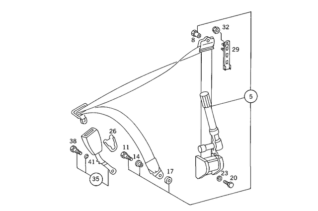 1248600586 - Seat Accessories: Seat Belt for Mercedes-Benz: 190, 190D, 190E, 200, 200D, 260E, 280E, 300D, 300E, 300TD, 300TE, 400E, 500E Image image