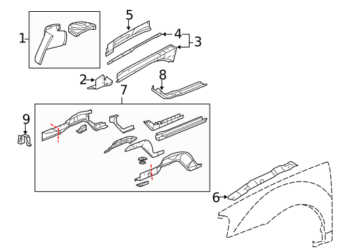 Structural Components & Rails for 2005 Pontiac Grand Prix #0