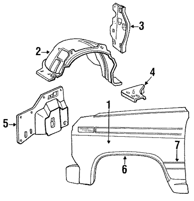E7TZ16005A - Body: Fender for Ford: Bronco, F-150, F-250, F-350, F-Super Duty Image