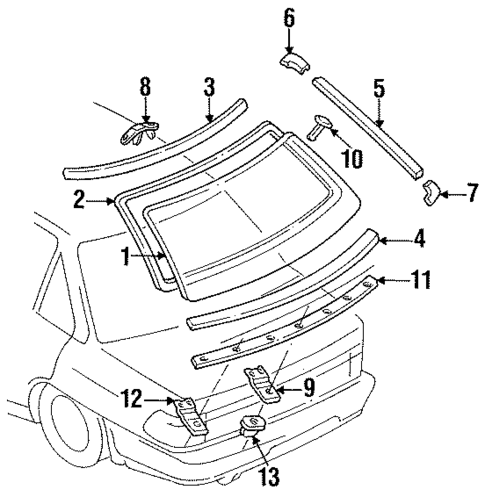 Glass & Hardware - Back for 1992 Ford Escort #0