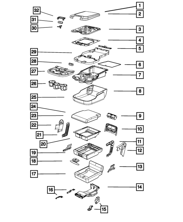 5NJ79LA8AA - Interior Trim: Armrest Bin Lid for Mopar Image