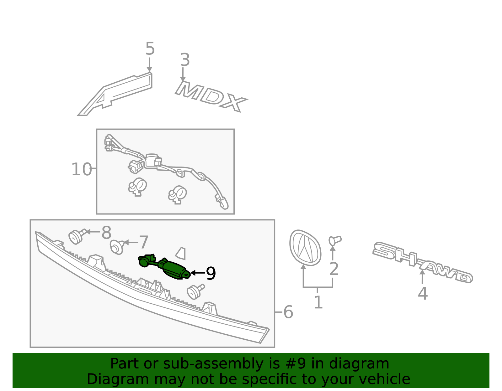 74811-TZ5-A01 - Lift-Gate Latch Release Switch 2014-2020 Acura MDX | My ...