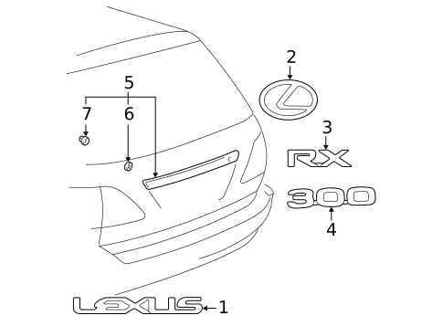Exterior Trim - Lift Gate for 2001 Lexus RX300 #0