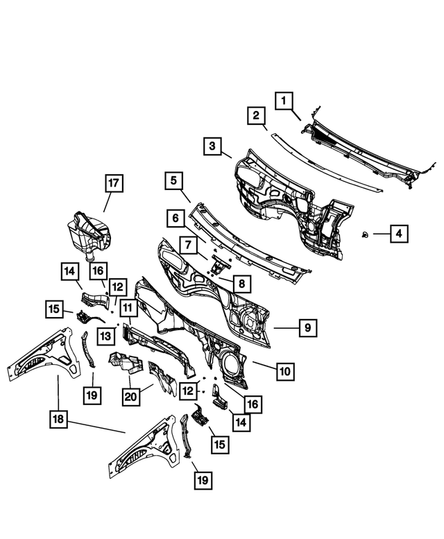68021019AH - Body Sheet Metal Except Doors: Dash Panel for Mopar Image image
